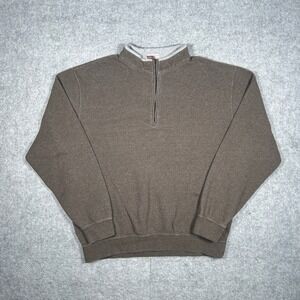 Peter Millar Quarter Zip Pullover Mens Medium Brown Cotton Sweater Golf Casual